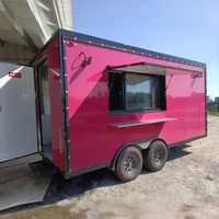Remorque alimentaire mobile rose personnalisée à double essieu pour la vente de café, desserts et boissons