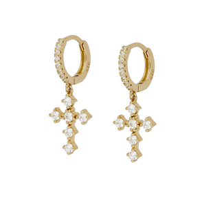 Pendientes de Cruz de Plata de Ley S925 con Diamantes, Tendencia de Moda 2021, Combinan con Todo - Product Image 1