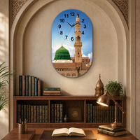 Horloge murale en porcelaine HD effet cristal, motif mosquée islamique avec minaret, best-seller