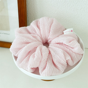 Nouveau minimaliste grande queue de cheval élégante accessoire de cheveux douce fille en mousseline de soie bandeau en couleur crème unie mignon tissu cheveux <span class=keywords><strong>cravate</strong></span> - Product Image 6