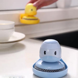 2023 NEW Household Kitchen Dish Cleaning <b>Brush</b> Detachable Yellow Duck Storage Detergent Steel <b>Wire</b> Auto Pot with Holder - Product Image 2