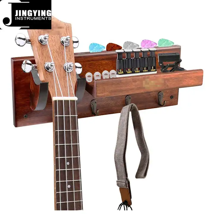 support de guitare mural support de guitare en bois suspendus rack gain de  l'espace guitare cintre avec support de prise et 3 crochet pour affichage