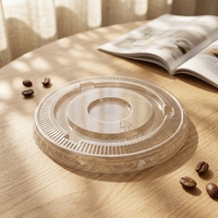 KAIDA KD-90mm Couvercle plat rond à fente en X en PET jetable transparent, personnalisable avec logo client, pour gobelet à café froid de 90mm de diamètre
