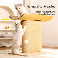 Griffoir vertical en sisal pour chat avec base en bois massif et tapis de griffage remplaçable pour chats de grande taille d'intérieur - Distributeur