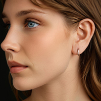 Boucles d'oreilles créoles rectangulaires en moissanite, forme géométrique en U, couleur D VVS1, pour femmes et adolescentes, cadeau quotidien MSE095