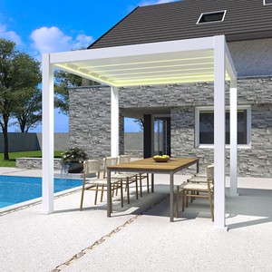 Système de toit d'ombrage de gazebo de jardin imperméable à l'eau bon marché <span class=keywords><strong>Pergola</strong></span> à persiennes extérieure en aluminium - Product Image 6