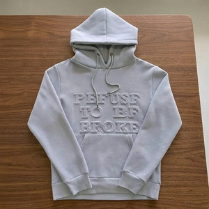 Sweat à capuche pour homme en molleton à coupe classique avec logo brodé en relief, 100% coton, impression numérique pour l'hiver, streetwear - Product Image 2