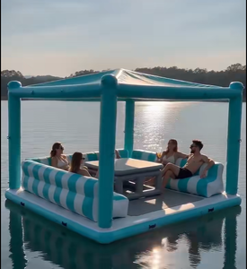 Île flottante gonflable pour piscine, bar flottant, plateforme de détente en PVC, ponton pour activités aquatiques commerciales en plein air - Product Image 2