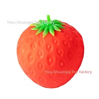 Best-seller transfrontalier : Squishies géants en caoutchouc (Fraise, Banane, Raisin, Cuisse de poulet frit) ; Jouet à presser Grand Canard Jaune