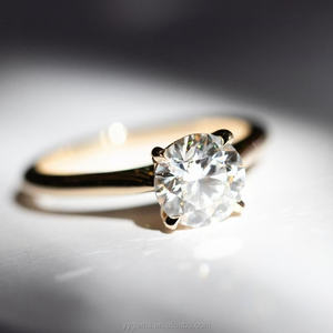 Juego de puntas Super blanco brillante redondo 1ct <span class=keywords><strong>Moissanite</strong></span> 14K gramo oro precio anillo de bodas joyería de mujer - Product Image 6