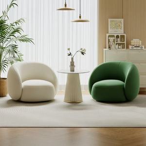 Modern Oval Single Seat Sofa Chair in White and Yellow PU Leather for Hotel Lounge Area Contemporary Design Durable Furniture - Product Image 4
