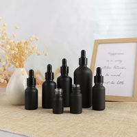 Bouteille compte-gouttes en verre dépoli noir mat de 30 ml (1 oz) anti-UV, à épaule ronde, étanche et scellée, vide, vente en gros