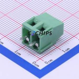 DB128L-5.08-2P-GN-S Screw Terminal Block Through hole Component (THT),P=5.08mm Connector 1x2P 5.08mm Green Through Hole - Product Image 1