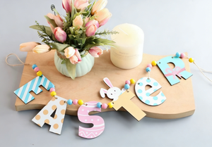 DAMAI Wholesale <b>Easter</b> Decor Bunny Wooden Slice Bead Garland Hanging <b>Ornament</b> Supplies for Home Party Farmhouse Decoration - Product Image 4