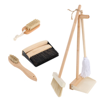 Masthome Ensemble de nettoyage en bois pour enfants, jouet éducatif Montessori, kit d'entretien ménager, jeu d'imitation, balai, serpillère, pelle à poussière, brosses taille enfant