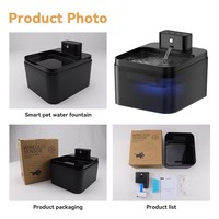 Fontaine à eau automatique carrée pour animaux de compagnie de 2,2 L, fontaine à eau pour chats avec capteur infrarouge pour chats d'intérieur, chiots, etc.