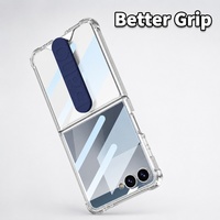 Casing HP Anti Slip C0233 untuk Samsung Galaxy Z Flip 8 7 6 5 4 3 Desain Tali Pergelangan Tangan Transparan