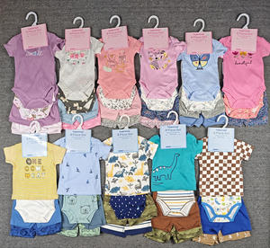 Oferta Especial Conjunto de Verano de Camiseta Corta y Pantalones para Niñas Lote de Ropa Barata para Bebés Mamelucos con Tirantes para Niños en Stock - Product Image 4