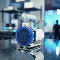 Voltmeter dan Amperemeter Digital LED Mini NIN Fase Tunggal Layar Bulat Biru 22mm AC 50~500V IP53 Akurasi 2% Tahan Lama Ramah Lingkungan