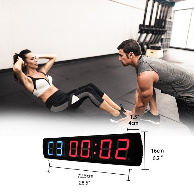 YIZHI 4 Inch 6 Digit LED Display Home Gym Fitness Digital Timer for Interval Training Stopwatch Count Down Timing Clock