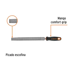 Caja de 6 limas raspadoras de 6 pulgadas con mango de doble inyección, TRUPER - Product Image 2