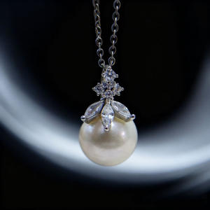 31462 Accesorios de Perlas DIY, Colgante de Plata S925 con Cuentas Redondas de 11-13 mm, Base Vacía, Colgante de Collar Moderno para Mujer - Product Image 4