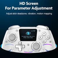 Control Inalámbrico Inteligente AD220 con Pantalla, Joystick con 3 Modos para Switch, P4, iOS, Android, PC, TV, Gamepad Programable con Botones Traseros