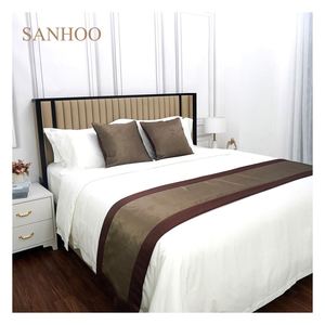 Sanhoo Sang Trọng 4 Mảnh 300tc Vua Kích Thước Trắng Khăn Trải Giường Khăn Trải Giường 100% Bông Bộ Đồ Giường Đặt Cho Khách Sạn - Product Image 1