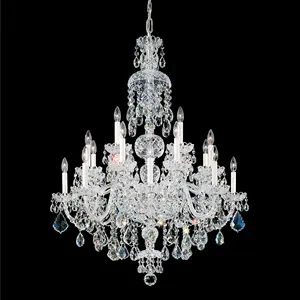 Bohemian style multi tiers K9 crystal glass bend arm chandelier banquet hall decoration light for wedding design ballroom lamp