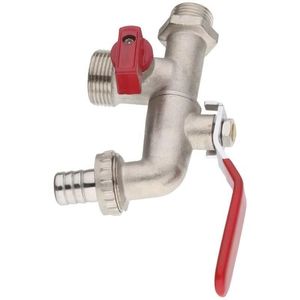 Robinet à eau mural en laiton au design moderne Connexion filetée à poignée en acier et fer à ouverture rapide pour tuyau d'arrosage Bassin poli - Product Image 2