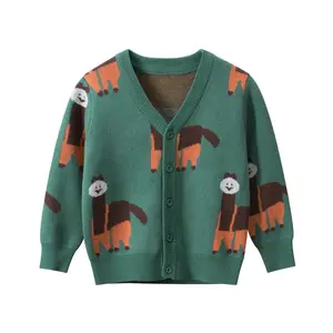 Vêtements tricotés personnalisés pour bébés Automne Hiver Motif alpaga Enfants Garçons Filles Hiver Cardigan tricoté