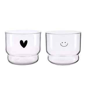 Carino tazza di vetro isolante con faccia sorridente semplice colazione a microonde riscaldamento caffè/tazza di latte resistente al calore bicchieri - Product Image 5