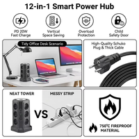 Clieam Großhandel EU 12-fach Steckdosenleiste mit 4 USB 2A2C PD 20W 2500W Verlängerungskabel für den Schreibtisch