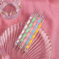 Lot de 5 stylos à double embout en acrylique pour nail art, avec manche spiralé, pour la pose de strass et la peinture sur ongles, vente en gros usine