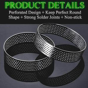 Stainless Steel Perforated Round Baking <b>Cake</b> <b>Mold</b> Porous Mousse Pastry Tart <b>Cake</b> Ring Kitchen Baking Accessories - Product Image 4