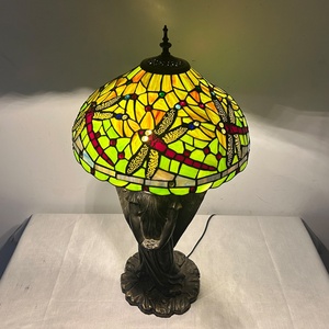 LongHuiJing Dragonfly Antique Stained Glass Table Lamp with 16-Inch Lamphade Flexible & Simple Design AC E26 LED Desk Lamp - Product Image 5