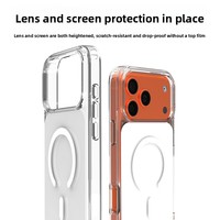 Étui de téléphone transparent magnétique antichoc en TPU + acrylique pour 17/16/15/14 avec charge sans fil