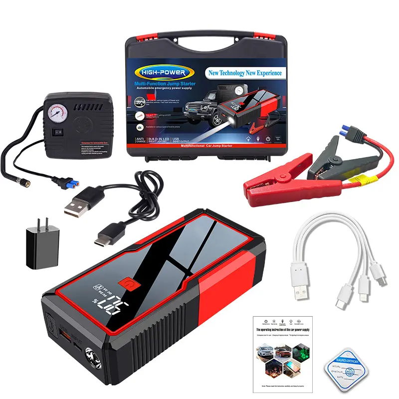 Carro Jump Booster 12V 26000mAh Emergência Portátil Power Bank Jumpstarter Bateria De Carro Jump Starter Com Compressor De Ar Bomba De Ar