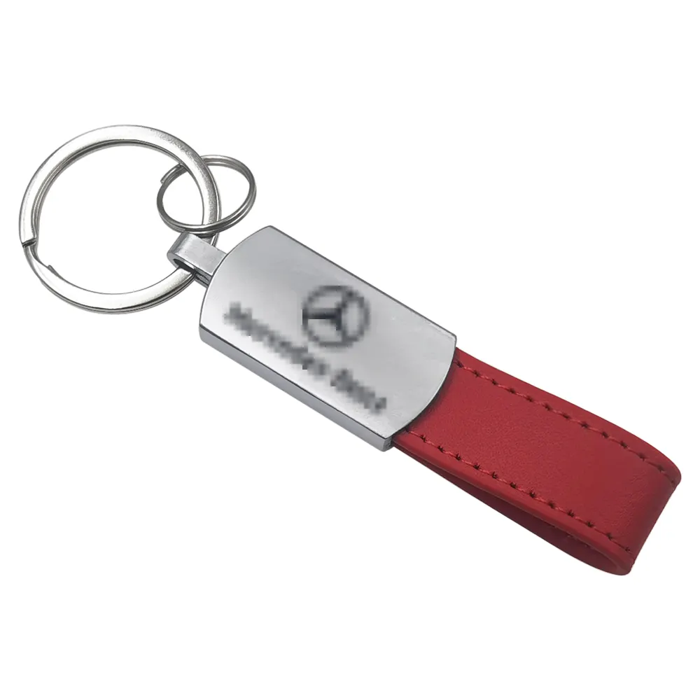 Porte-clés de marque de voiture en cuir PU véritable fait à la main en vrac en gros, porte-clés de carte de visite, porte-clés de logo de voiture