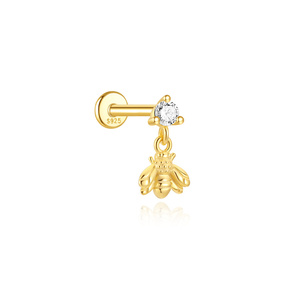 Joyería de Plata de Ley S925 con Diseño de Animales, Chapada en Oro de 18K, con Parte Posterior Plana y Roscada - Product Image 4