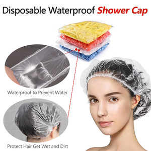 Bonnet de douche en PE transparent jetable pour hommes, femmes, femmes, enfants, bonnets de bain en plastique transparent pour le <span class=keywords><strong>traitement</strong></span> des cheveux - Product Image 4