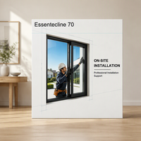 Fenêtre coulissante en acier série 70 insonorisée, certifiée Energy Star, pour cuisine et hôtel, à visibilité étroite, grand format, du sol au plafond