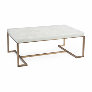 Table basse rectangulaire moderne élégante en marbre blanc naturel avec pieds en fer doré Meubles de maison - Product Image 1