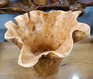 Guansen Dia25-29cmx H40cm naturel tranchant sculpté à la main racine sculpture grands vases de fleurs en <span class=keywords><strong>bois</strong></span> pour la décoration intérieure - Product Image 4