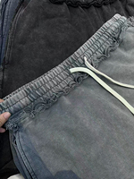 Shorts de survêtement unisexe YUCHEN en molleton bouclette délavé, taille haute, bords bruts, en coton épais, pour le sport, la course et le fitness