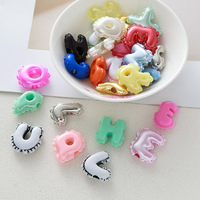 Nouvelles perles en dentelle avec lettres, accessoires DIY pour sacs, breloques, porte-clés, sangles de téléphone, accessoires en acrylique pour chaussures, vêtements, chapeaux, perles de texte alphanumériques