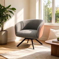 Fauteuil d'appoint ergonomique pivotant en tissu, siège en forme de baril, pieds en métal inclinés, pour salle à manger, bureau