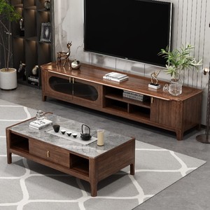 Solid Wood Tv <b>Stand</b> For Living Room Floor Standing Storage Cabinet With Glass <b>Door</b> And Shelf Modern Design - Product Image 4