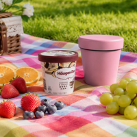 Tasse à crème glacée isolée en acier inoxydable de 16oz seau à vide à double paroi peut glacière pour pinte de crème glacée de 14oz