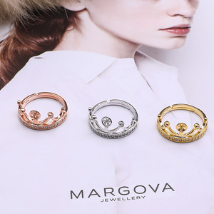 Wenchi, Accesorio de Plata S925 para DIY, Anillo de Corona Ajustable de 3 Colores, Soporte Hueco para Perlas de 6-9 mm, 10 Anillos de Salto, Fornituras de Joyería, Tamaños 3 mm - Product Image 2